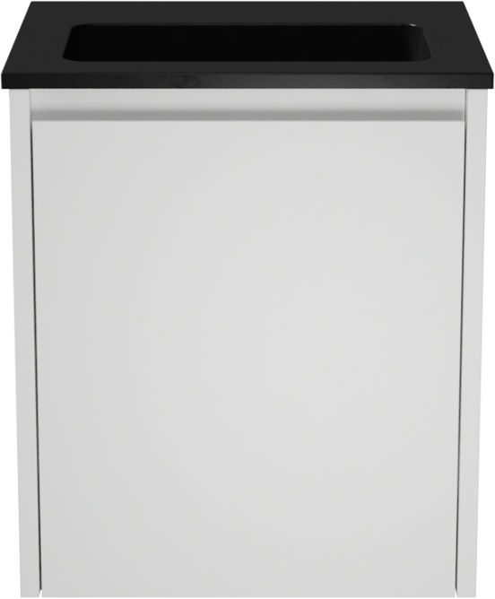 Storke Seda meuble salle de bains suspendu 45 x 35 cm blanc mat avec Scuro plan simple en quartz noir mat