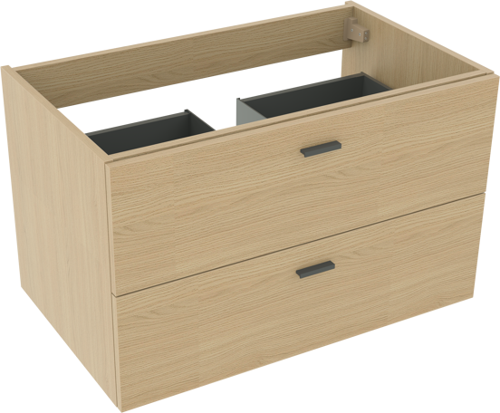 Artis natural oak basin cab. 2 drawers 85cm