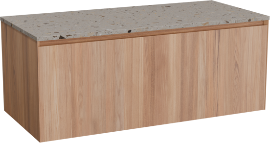 Balmani Idra meuble salle de bains suspendu 120 x 55 cm teck avec Stretto tablette simple ou double en terrazzo greige terrazzo