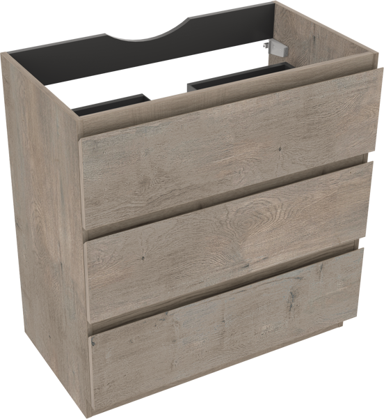 Linie Lado meuble sous-vasque a poser 80 x 46 cm chêne gris 3 tiroirs
