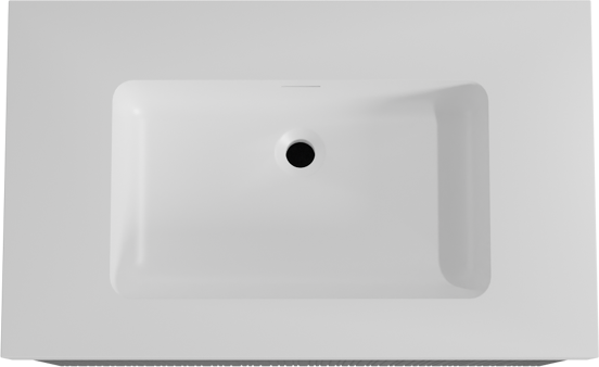 Storke Ribs zwevend badkamermeubel 85 x 52 cm zwarte eik met Mata High enkele wastafel in solid surface mat wit, Verticale asymmetrische rechte ribbel