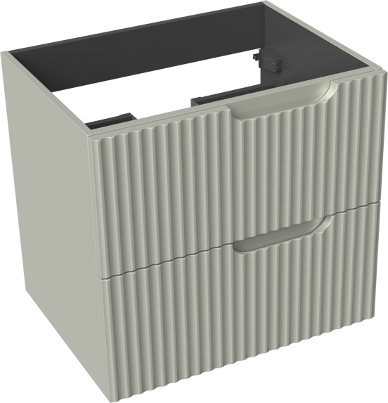 Linie Ribbo zwevende wastafelonderkast 60 x 46 cm greige 2 lades