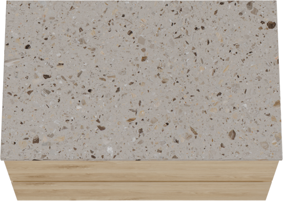 Balmani Lucida zwevend badkamermeubel 90 x 55 cm ruwe eik met Stretto enkel tablet in terrazzo greige terrazzo