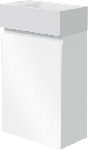 Linie Lado zwevend toiletmeubel 40 x 22 cm glanzend wit met Vano wastafel in glanzend composiet marmer