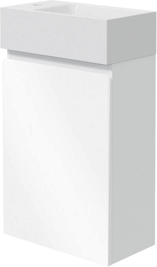 Linie Lado zwevend toiletmeubel 40 x 22 cm hoogglans wit met Baro wastafel in glanzend witte keramiek