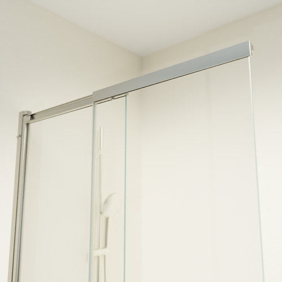 Luca Varess Vetras uitschuifbare badwand 100 cm helder glas geborsteld Coolmetal profiel