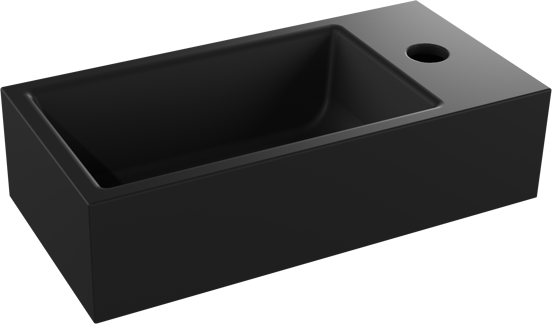 Luca Varess Cubic lave-mains 40,5 x 20 cm porcelaine noir mat