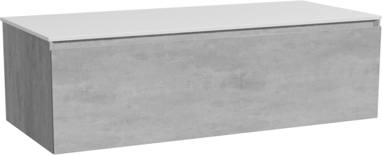 Storke Edge zwevend badmeubel 120 x 52 cm beton donkergrijs met Tavola enkel of dubbel wastafelblad in solid surface mat wit