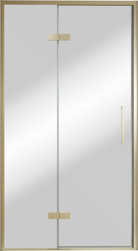Balmani Senses Design douche draaideur links 120 cm x 210 cm Reflex spiegelglas, Brushed Champagne Gold profielen, met coating