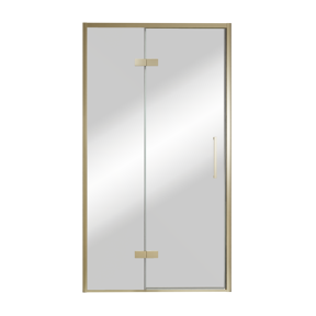 Balmani Senses Design Dusche Drehtür, Links, 120 cm x 210 cm, Reflex-Spiegelglas, Profil Brushed Champagner Gold