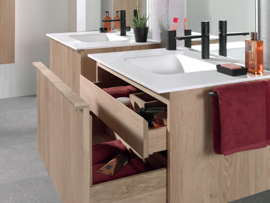 Balmani Forma meuble sous-vasque suspendu 90 x 55 cm chêne naturel 2 tiroirs