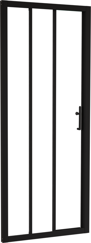 Linie Cadiz porte coulissante en trois parties 80 cm x 190 cm verre transparent profil noir mat
