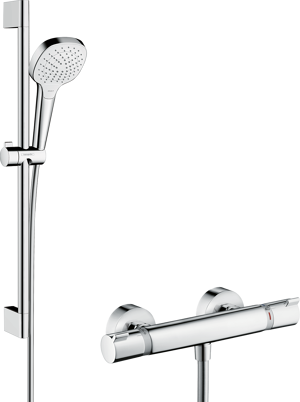 Hansgrohe Croma Select E douchestang met douchekop 11cm 3 straalfuncties glanzend chroom