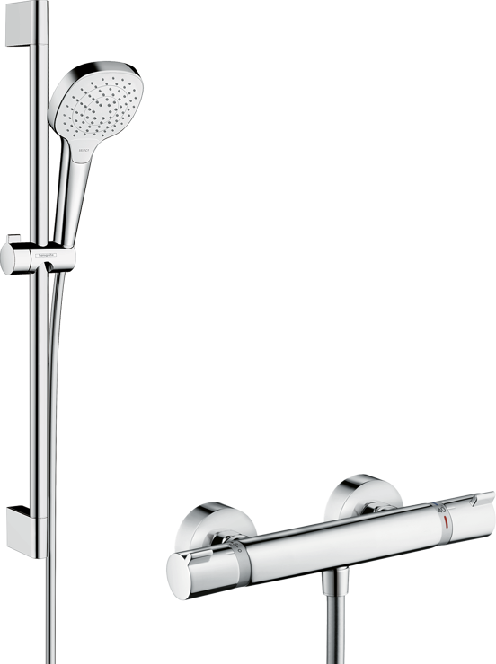 Hansgrohe Croma Select E barre de douche avec douchette 11cm 3 fonctions de jet chrome brillant