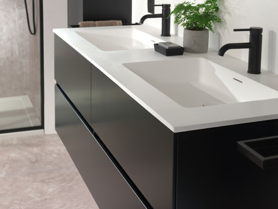 Storke Mata Doppelwaschtisch, Solid Surface matt, 150 x 52 cm