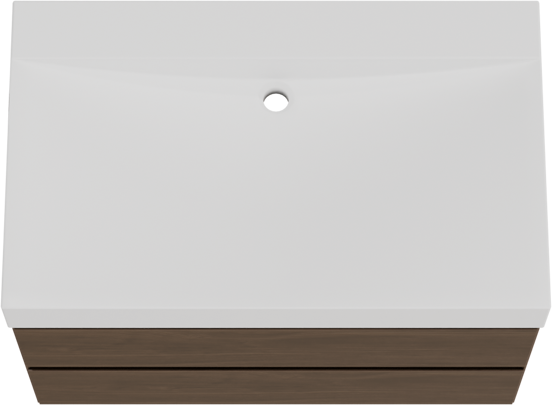 Balmani Mitra meuble salle de bains suspendu 90 x 55 cm noyer américain avec Wave plan simple en solid surface blanc mat