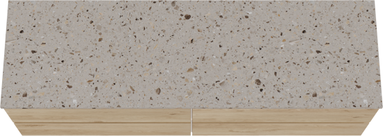 Balmani Lucida zwevend badkamermeubel 180 x 55 cm ruwe eik met Stretto enkel of dubbel tablet in terrazzo greige terrazzo
