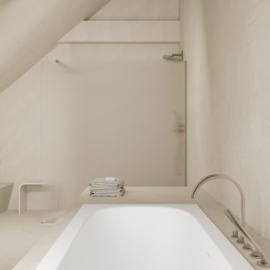 Balmani Modular inloopdouche: 160 x 200 cm, Ribs met coating, Brushed Inox profielen