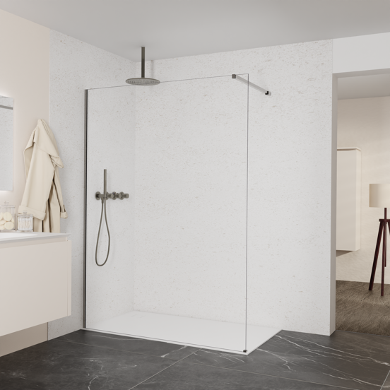 Balmani Modular douche à l'italienne: 150 x 200 cm, Verre transparent, Profil Brushed GunMetal