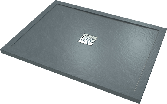 Linie Lido receveur de douche 120 x 90 cm marbre composite gris foncé texture ardoise