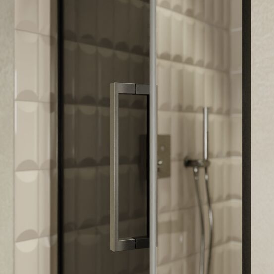 Balmani Senses Design douche draaideur links 90 cm x 210 cm Rookglas, Brushed GunMetal profielen, met coating