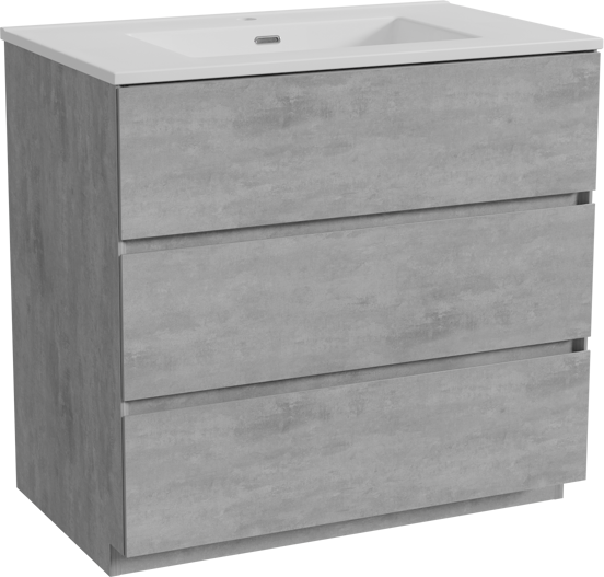 Storke Edge meuble salle de bains à poser 85 x 52 cm béton gris foncé avec Kera plan simple en céramique blanc mat