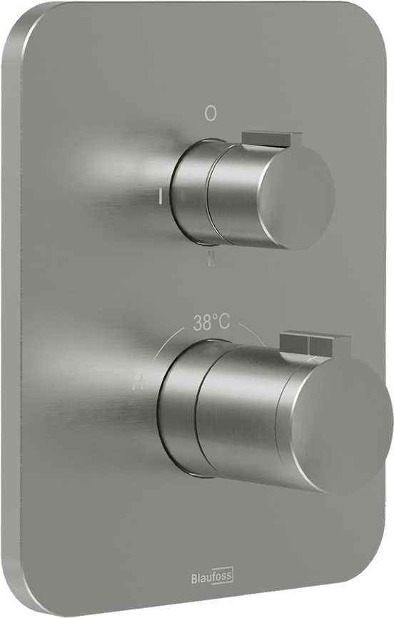 Blaufoss Smartbox Softline inbouw regendoucheset thermostatische kraan brushed CoolMetal