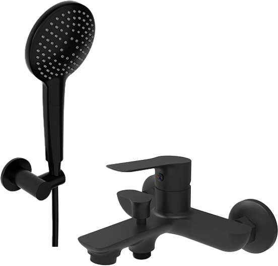 Linie Mila robinet baignoire mitigeur montage mural extérieur noir mat