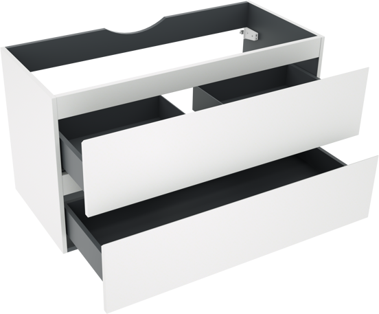 Linie Lado meuble sous-lavabo suspendu 100 x 46 cm blanc mat 2 tiroirs