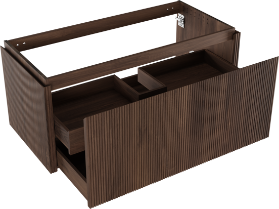 Balmani Eclips meuble sous-lavabo suspendu 120 x 55 cm Noyer américain 2 tiroirs Nervure sym. vert.