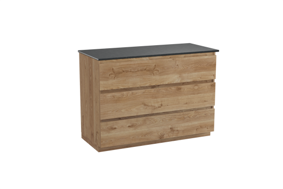 Balmani Lucida meuble salle de bains à poser 120 x 55 cm chêne brut avec Stretto tablette simple en granit noir