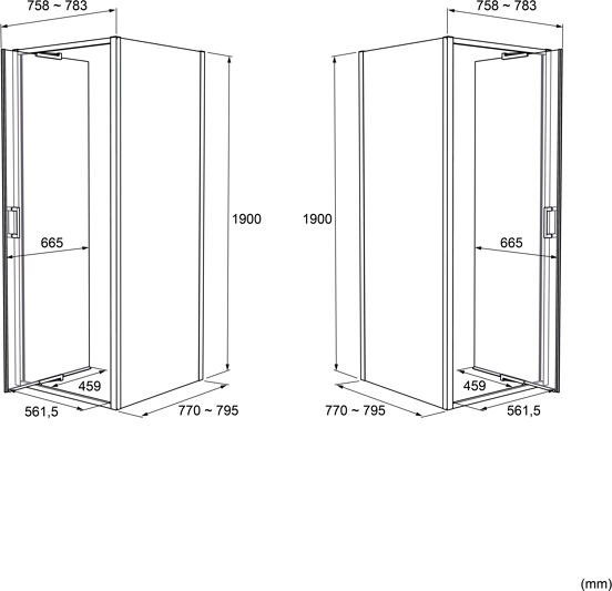 Luca Varess Vidor In douchecabine met draaideur en vaste zijwand 80 x 80 cm helder glas glans chroom profiel