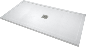 Linie Lido Duschwanne: 160 x 90 cm, Marmorkomposit, Weiße Schieferstruktur, matt