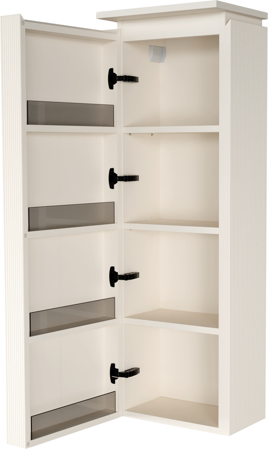Balmani Eclips zwevende kolomkast links Sandbeige 44 x 32 x 130 cm vert. sym. groef