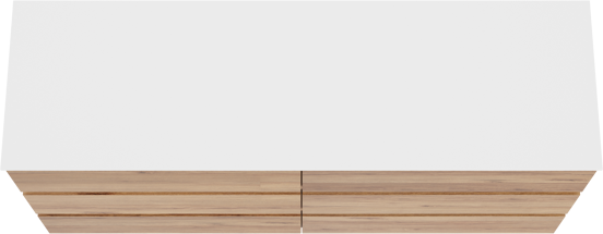 Balmani Lucida staand badkamermeubel 180 x 55 cm teak met Stretto enkel of dubbel tablet in solid surface mat wit