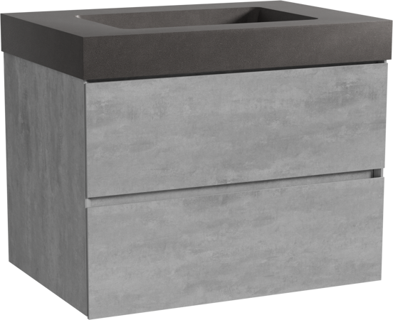 Storke Edge zwevend badmeubel 75 x 52 cm beton donkergrijs met Scuro High enkele wastafel in kwarts mat zwart