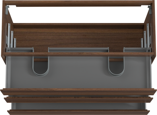 Storke Edge stehender Waschbeckenunterschrank: 120 x 46 cm, Nussbaum, 3 Schubladen