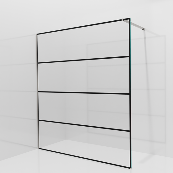 Balmani Modular inloopdouche: 180 x 200 cm, Lined met coating, Brushed Inox profielen