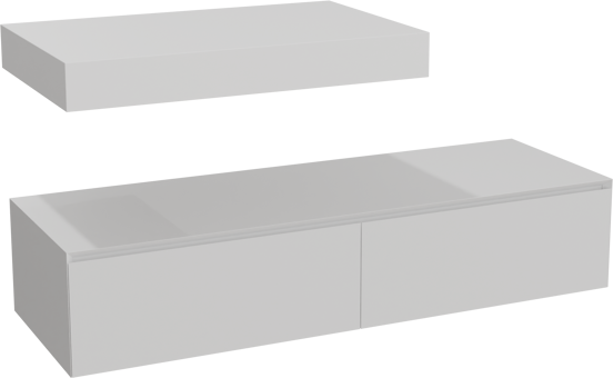 Balmani Mitra Elements meuble salle de bains suspendu 150 x 55 cm blanc mat avec Modus tablette simple 90 cm en solid surface blanc mat