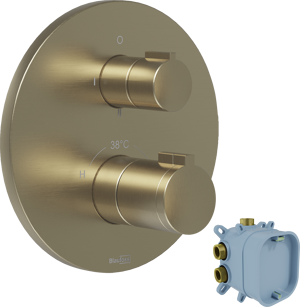 Blaufoss Smartbox Round inbouw thermostaat 2 of 3 uitgangen Brushed Champagne Gold incl. inbouwelement