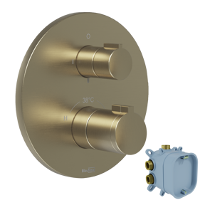 Blaufoss Smartbox Round Thermostat-Duscharmatur: Unterputz, 2 oder für 3 Verbraucher, Brushed Champagne Gold, Einbauelement inklusive
