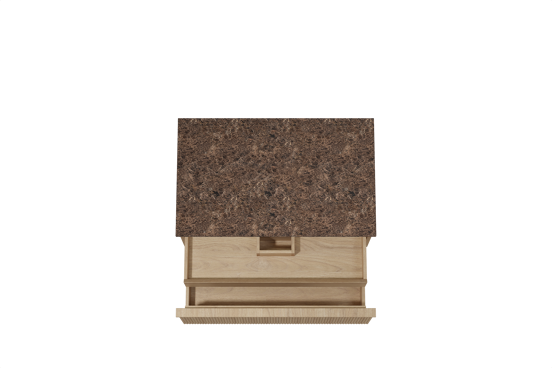 Balmani Forma hängendes Möbelstück Set: 90 x 55 cm, Naturbelassene Eiche, mit Stretto Einzel Waschtischplatte, Marmor, Dark Emperador, Vertikale symmetrische gerade Rippe