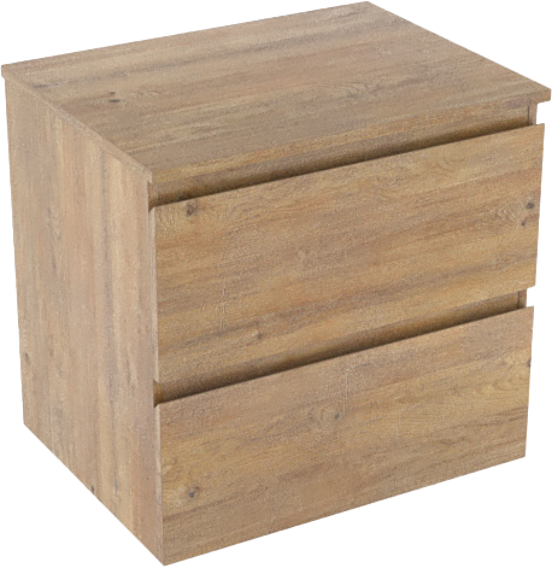 Linie Lado hängendes Möbelstück Set: 60 x 46 cm, Naturbelassene Eiche, mit Lado Einzel Waschtischplatte, Melamin Naturbelassene Eiche