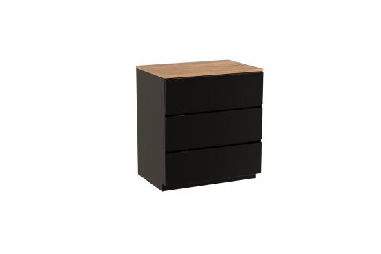 Storke Edge staand badkamermeubel 75 x 52 cm mat zwart met Panton enkel tablet in melamine ruwe eik