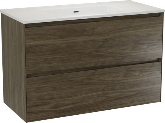 Balmani Mitra Compact meuble salle de bains suspendu 80 x 46 cm chêne sauvage avec Nostra plan simple en porcelaine blanc brillant