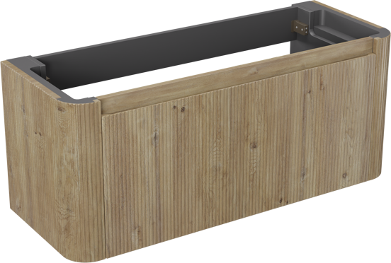 Storke Soft  hängendes möbelstück Waschtischunterschränke 120 x 46 cm Eiche rau 2 Schubladen Vert. Sym. Rippe