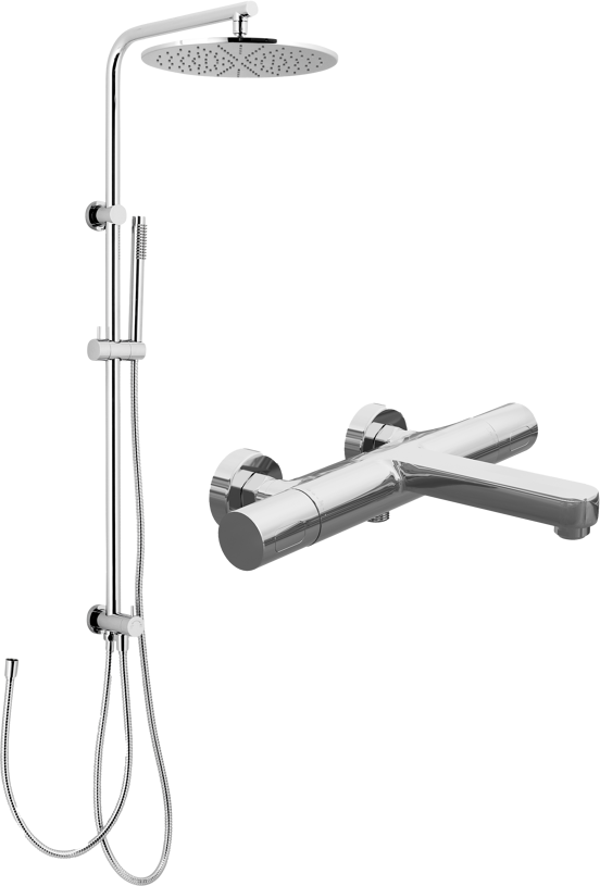 Blaufoss Apollo opbouw regendoucheset thermostatische kraan glanzend chroom