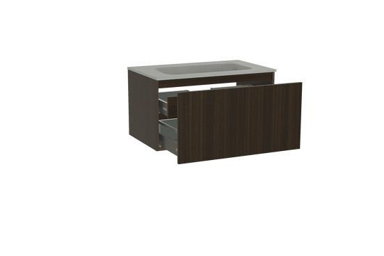 Balmani Sfera meuble salle de bains suspendu 90 x 55 cm eucalyptus avec Tablo Strada plan simple en marbre composite soie grise