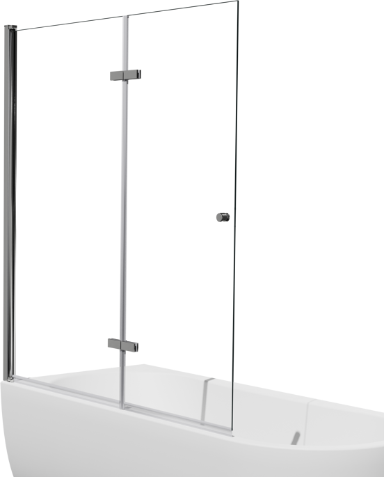 Luca Varess Kuresa pare-baignoire pliant en 2 pièces 140 cm verre transparent profil chrome brillant
