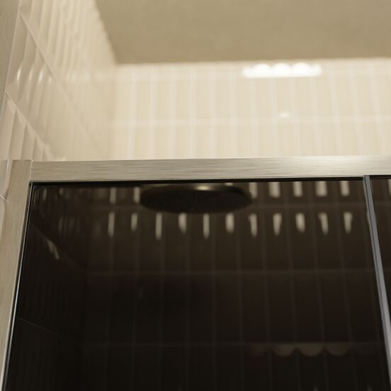 Balmani Senses Design douche schuifdeur omkeerbaar 140 cm x 210 cm Rookglas, Brushed CoolMetal profielen